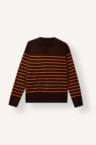 Regular Fit Striped Button Detail Pullover