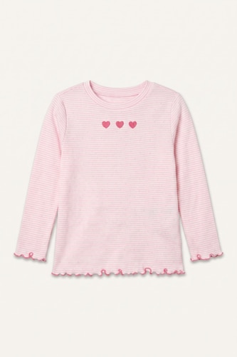 Baby Girl 100% Cotton Pink Crew Neck Long Sleeve T-Shirt