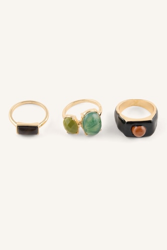 Women Black 3 piece Ring