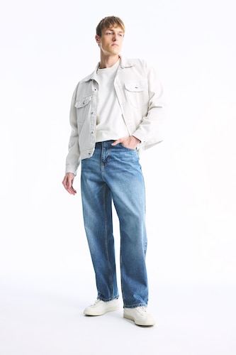 Erkek Mavi Baggy Fit Jean Pantolon