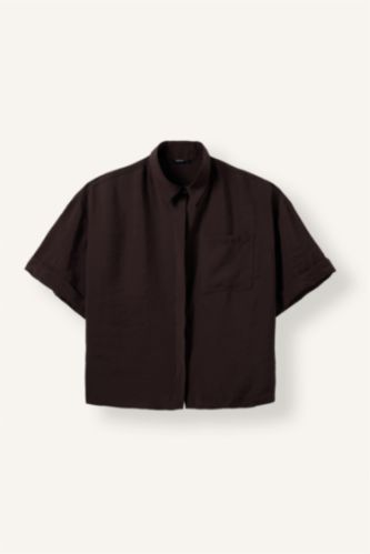Women Brown modal Short Sleeve Shirt