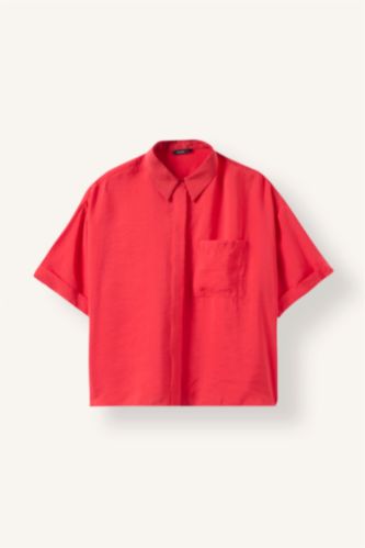 Women Red modal Short Sleeve Shirt