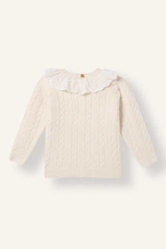 Baby Girl Scallop Detailed Hair Knitted Pullover