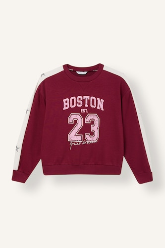 Young Girls - Teen Girls Bordeaux Woman Regular Fit Slogan Crew Neck Sweatshirt