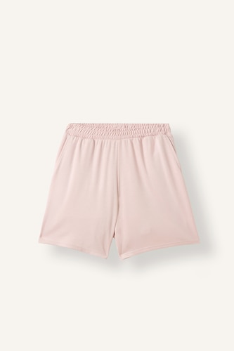Kadın Açık Pembe Relax Fıt Kısa Paça Basic Bermuda Şort