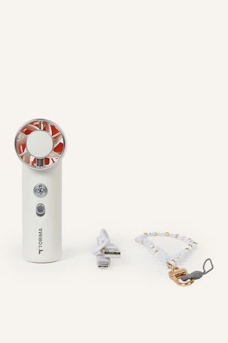 Kadın Beyaz Taşınabilir Mini El Fanı & Charm