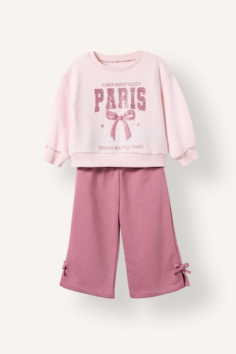 Kız Bebek Fuşya 2'li Takım Sweatshirt Eşofman Altı Kız Bebek