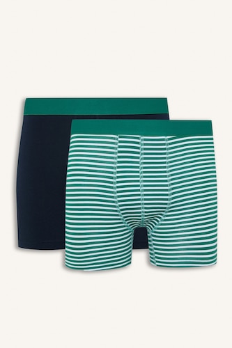 Erkek Lacivert Regular Fit Çizgili 2'li Boxer