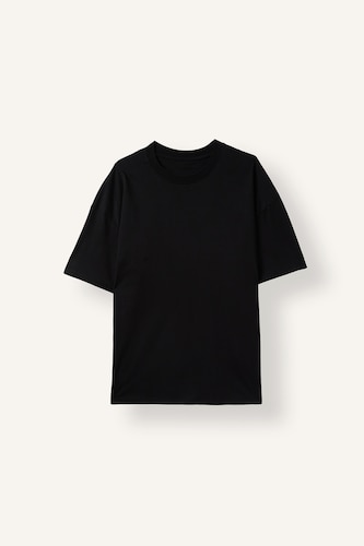 Erkek Siyah Loose Fit Kısa Kollu Tişört