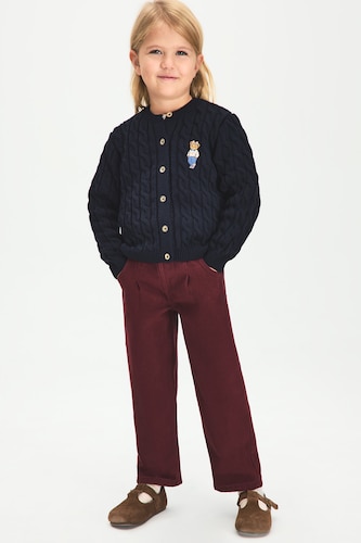 Pantalon droit en gabardine à taille élastique Coupe barrel