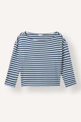 Loose Fit Striped Boat Neck T-Shirt