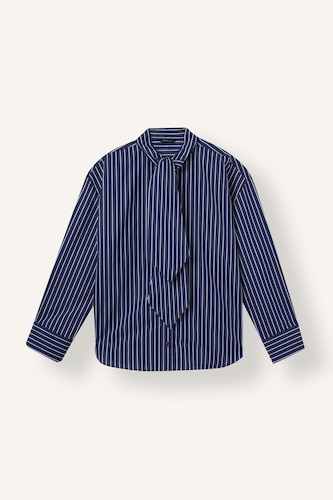 Women NAVY Oversize Fit Poplin Long Sleeve Shirt