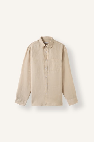 Men Stone Regular Fit Linen Long Sleeve Shirt