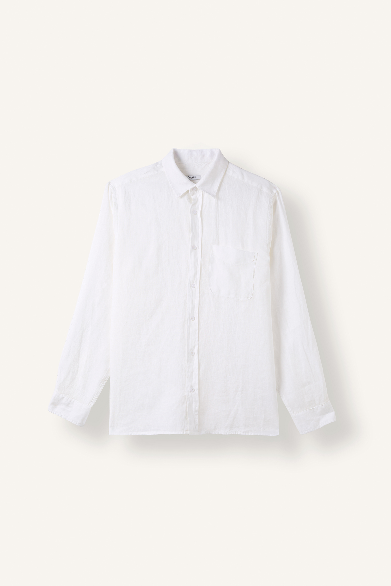 Men White Regular Fit Linen Long Sleeve Shirt
