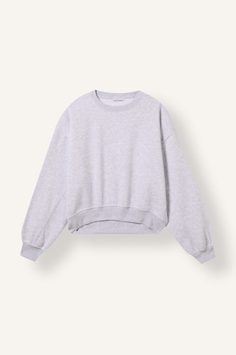 Kadın Gri Melanj Loose Fıt Kalın Sweatshirt Kumaşı Sweatshirt