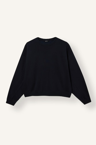 Kadın Lacivert Loose Fıt Kalın Sweatshirt Kumaşı Sweatshirt