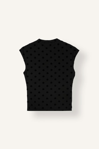 Woman Black Slim Fit Tulle Short Sleeve T-Shirt