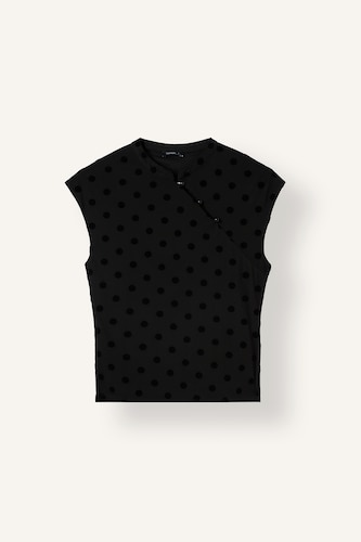 Slim Fit Half Turtleneck Tulle Short Sleeve T-Shirt