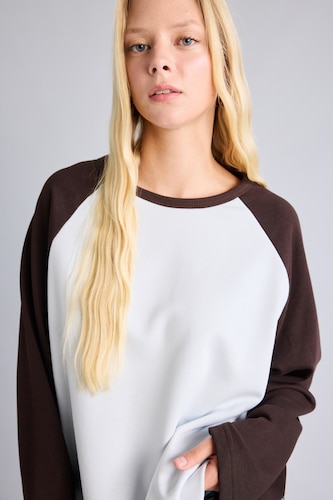 Woman Light Blue Loose Fit Long Sleeve T-Shirt