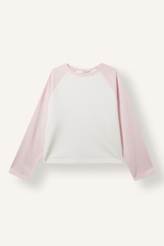 Kadın Kırık Beyaz Loose Fit Reglan Uzun Kollu Basic Tişört