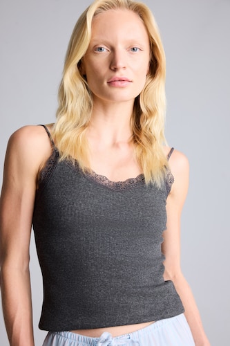 Women Anthracite Melange Ribana Tank Top