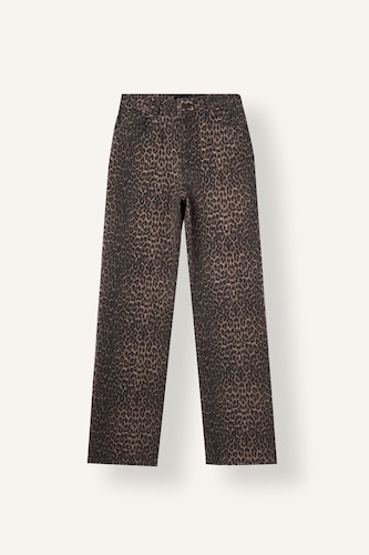 Straight Gabardın Leopar Desenli Pantolon