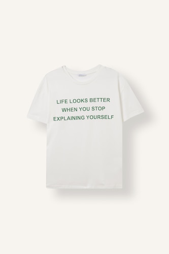Woman White Oversize Fit Short Sleeve T-Shirt