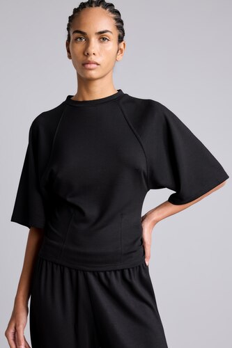 Women Black Regular Fit Short Sleeve T-Shirt