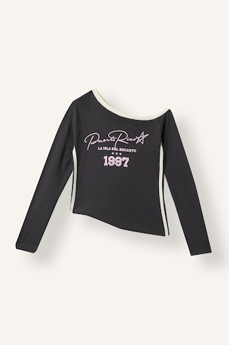 Young Girls - Teen Girls Anthracite Fashion Fit Slogan Long Sleeve T-Shirt