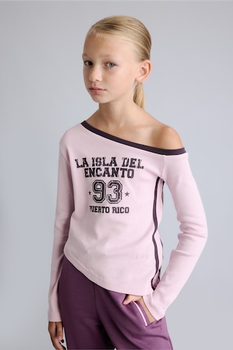 Young Girls - Teen Girls Light Pink Fashion Fit Slogan Long Sleeve T-Shirt