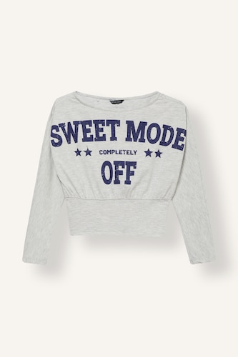 Young Girls - Teen Girls Light Grey Melange Woman Fashion Fit Slogan Long Sleeve T-Shirt