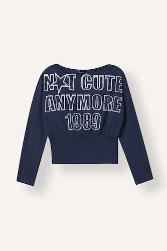 Young Girls - Teen Girls NAVY Unisex Fashion Fit Slogan Long Sleeve T-Shirt