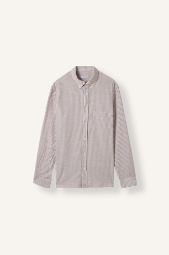 Regular Fit Fine-Striped Cotton Long Sleeve Shirt
