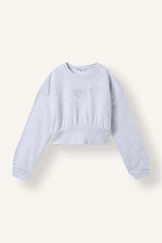 Young Girls - Teen Girls Light Grey Melange Slim Fit Sweatshirt