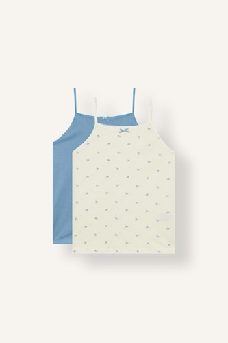 Young Girls - Teen Girls Ecru Girl 2 piece Regular Fit Printed Tank Top