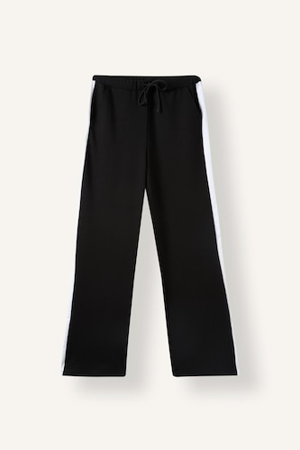 WOMAN Black Elastic Band Straight Fit Trousers