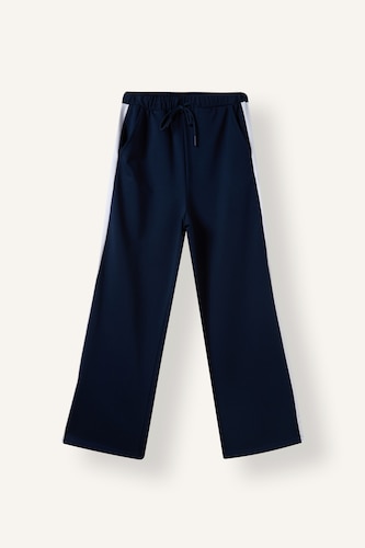 WOMAN NAVY Elastic Band Straight Fit Trousers