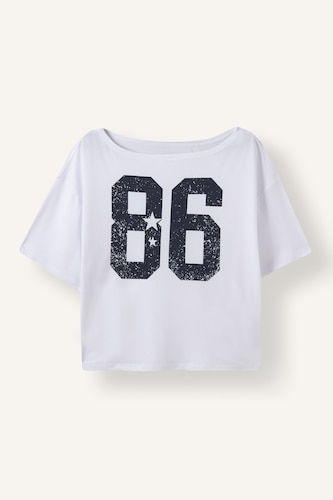 Women White Loose Fit modal Short Sleeve T-Shirt