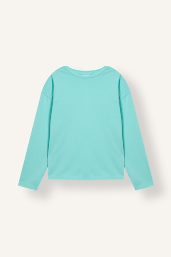 Kadın Açık Yeşil %100 Pamuk Loose Fit Bisiklet Yaka Basic Tişört