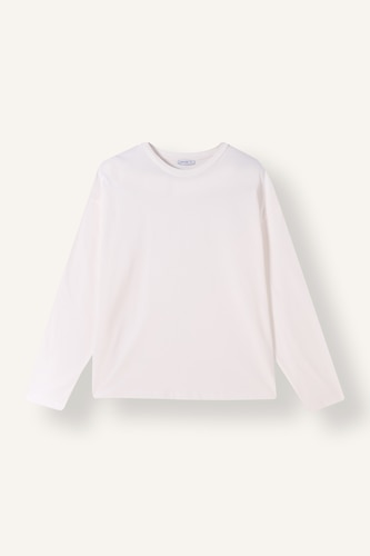 Women White Loose Fit Long Sleeve T-Shirt