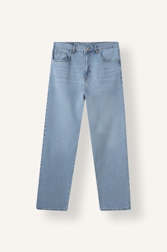 Men Light Blue Normal Waist Baggy Fit Trousers