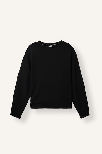 Oversize Fit Basic Scuba Fabric Crew Neck Sweatshirt with Dropped Shoulders