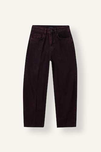 Kadın Bordo Barrel Fit Yüksek Bel Jean