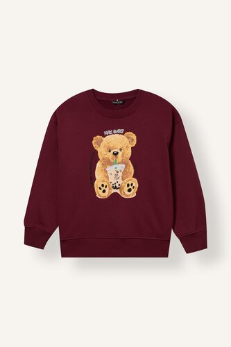 Young Girls - Teen Girls Bordeaux Woman Oversize Fit Crew Neck Sweatshirt