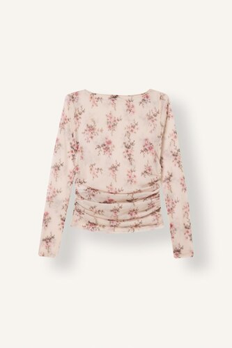 Slim Fit Tulle Long Sleeve T-Shirt