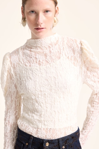 Slim Fit Mock Neck Lace Top