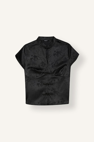 Slim Fit Grandad Collar Blouse