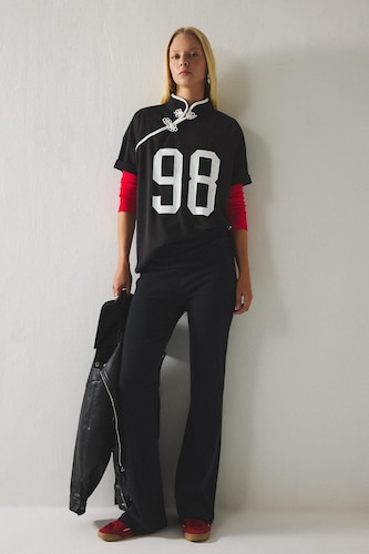 Women Black Flare Ribana Trousers