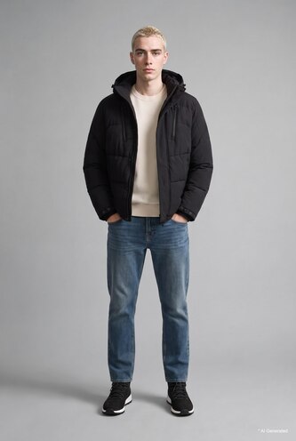 Erkek Koyu Yeşil Straight Fıt Jean