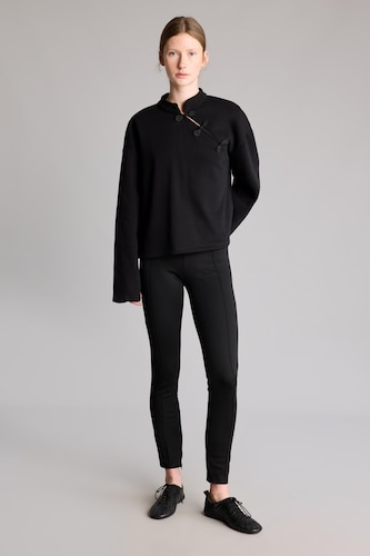Women Black Elastic Band Leggings